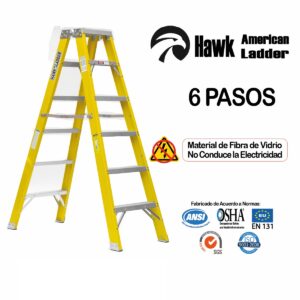 Escalera Fibra de Vidrio Tipo Tijera Doble Acceso 6 pasos - HAWK AMERICAN LADDER