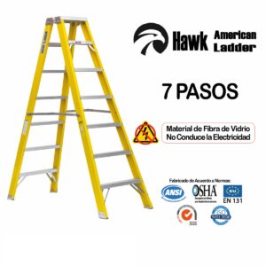 Escalera Fibra de Vidrio Tipo Tijera Doble Acceso 7 pasos – HAWK AMERICAN LADDER